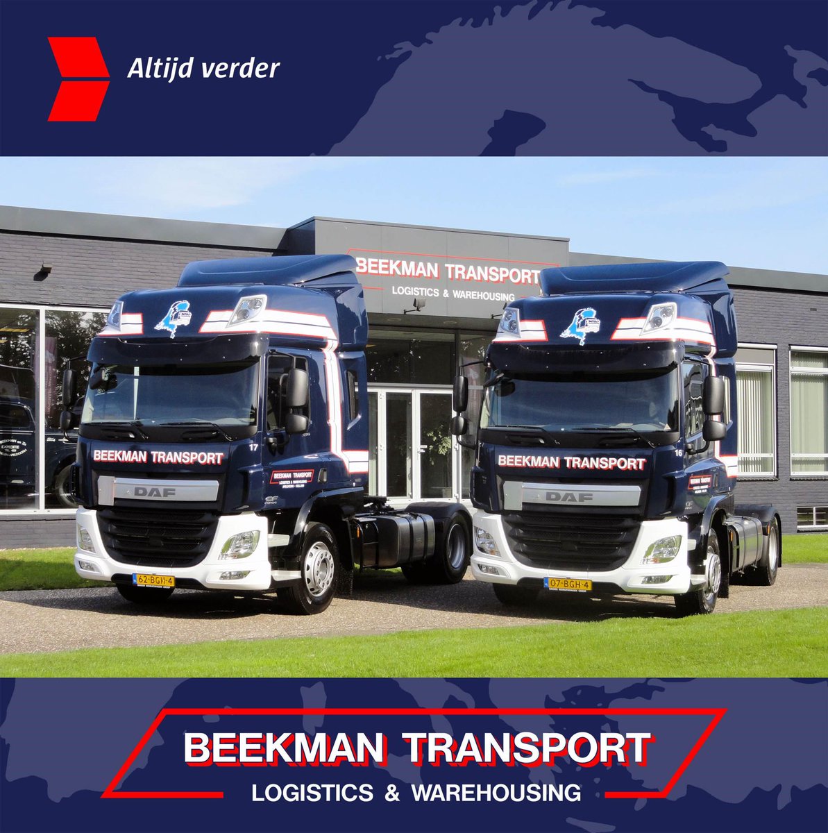 Vorige week werden er bij Beekman Transport nieuwe DAF trucks geleverd. 
Twee trucks gaan met pensioen.