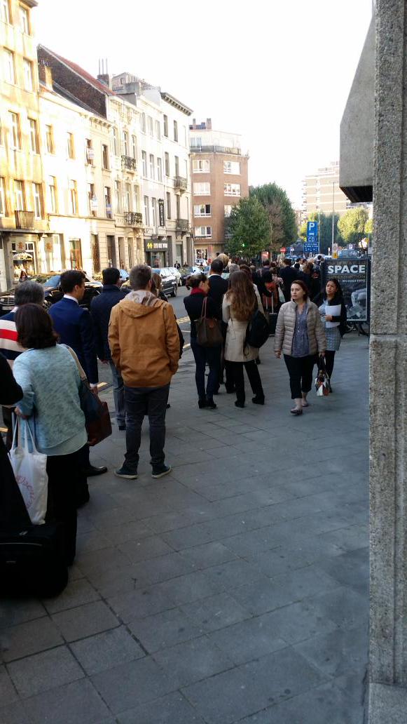 GFRoche's tweet photo. Hundreds queuing up anxiously to get in the #H2020sc5 infoday http://t.co/xGSJK98BXO