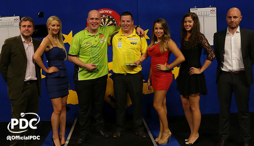 OfficialPDC's tweet photo. Congratulations to the European Darts Matchplay Champion @MvG180! Review the action: http://t.co/MMcJyjKmHD #EDM15 http://t.co/I8jMwfy5Wp
