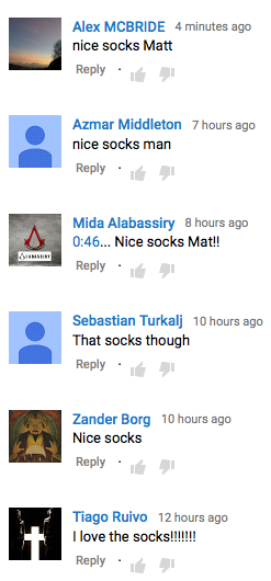 CarbuyerUK's tweet photo. Shout out to our YouTube community who apparently spent the whole weekend talking about @mat_watson's socks #nattyaf http://t.co/DVmQIgija6