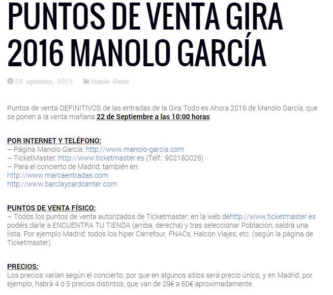 manologarciacia's tweet photo. @MGarciaQuotes Puntos venta definitivos Gira 2016 Manolo García. Mañana 22/9 10:00 Salut! #ManoloGarcía #TodoesAhora http://t.co/0qPhmD2ymb