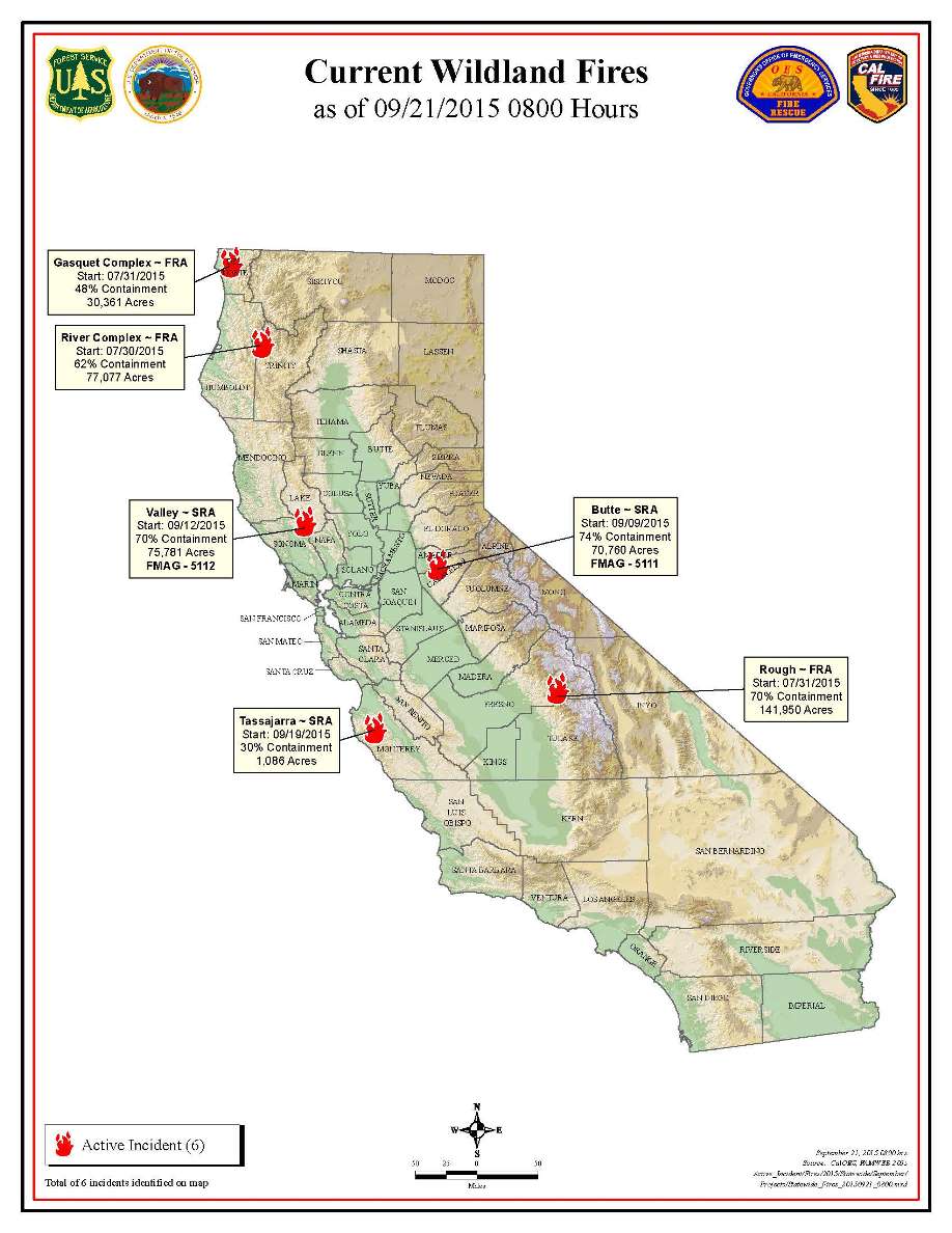 SoCalUSFS_Fire's tweet photo. California wildfire activity for Sept 21, 2015 @forestservice @CAL_FIRE @Interior @Cal_OES @fema #cawildfires http://t.co/rvMSYaxPgQ