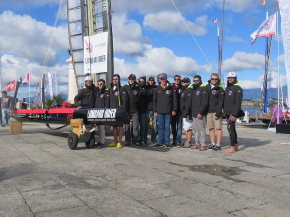 vanisle_sailor's tweet photo. The Canadian team @ClassC_ETS + 1 Norwegian at #cclasscat #littlecup2015 lake Geneva http://t.co/tSBQuZHHdQ