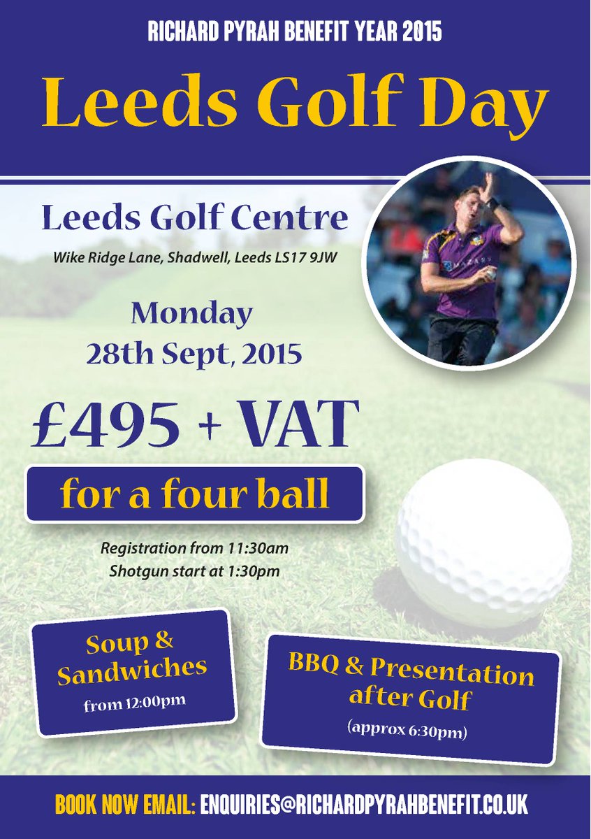 Fancy a round of golf with members of the #LVCC champions? <a href="/RichPyrah2015/">Rich Pyrah Benefit</a> golf day at <a href="/LeedsGolfCentre/">LeedsGolfCentre</a> next week.