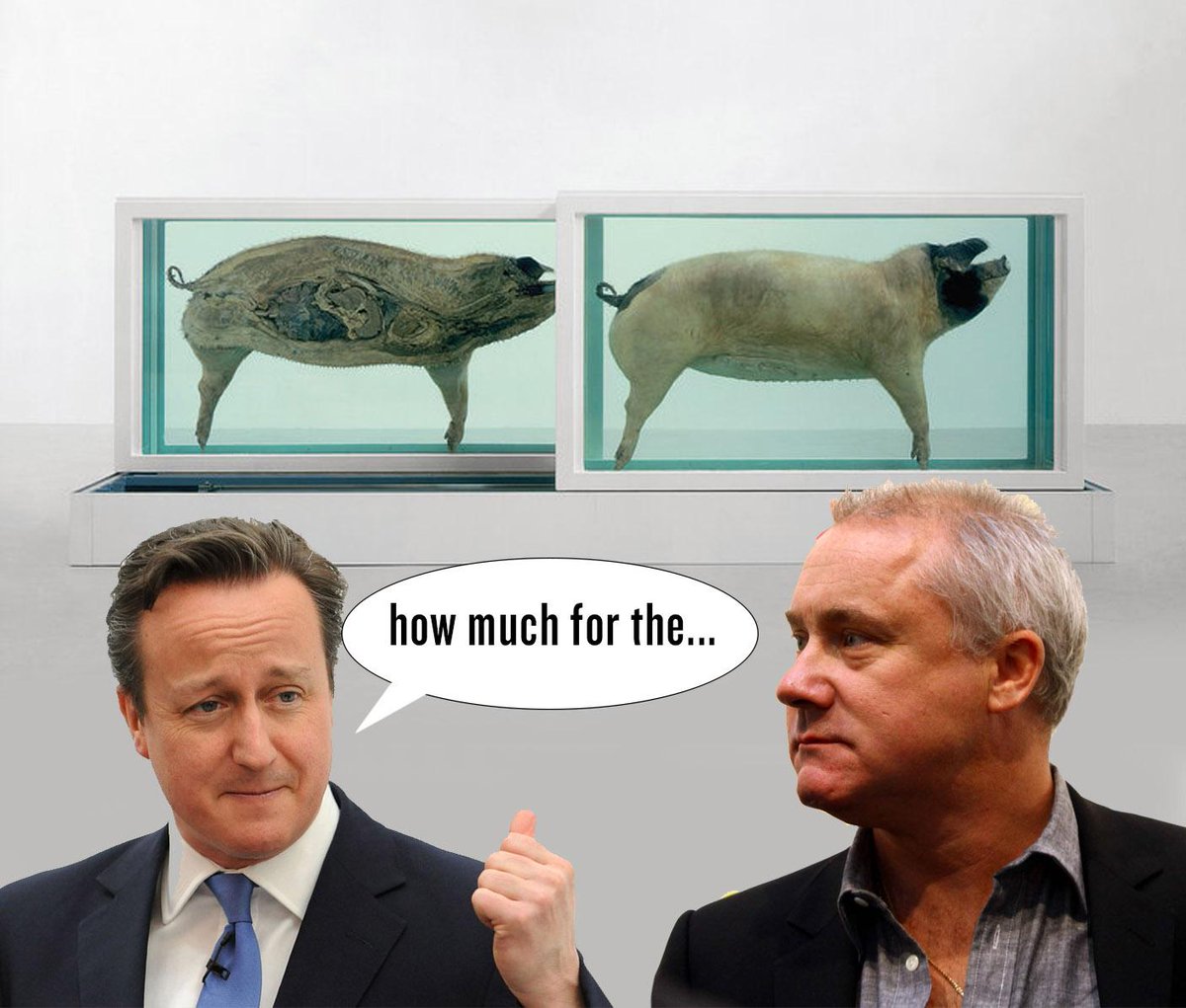 JoshDanielsArt's tweet photo. how much for the... 
#piggate #davidcameron #damienhirst http://t.co/j2wSnsWTLx