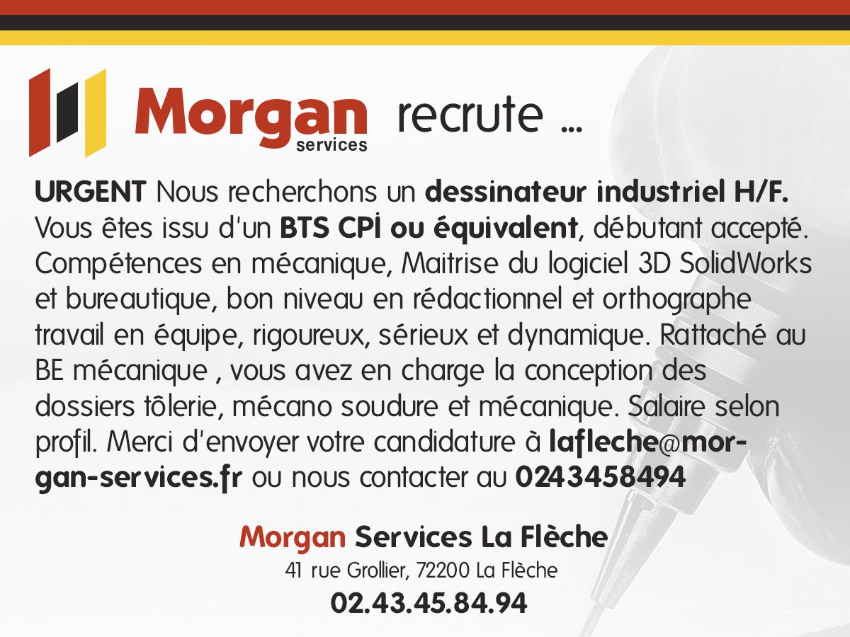 #intérim #cdd #cdi #emploi #morganservices #LaFlèche #dessinateur #industriel #dessinateurindustriel #Sarthe