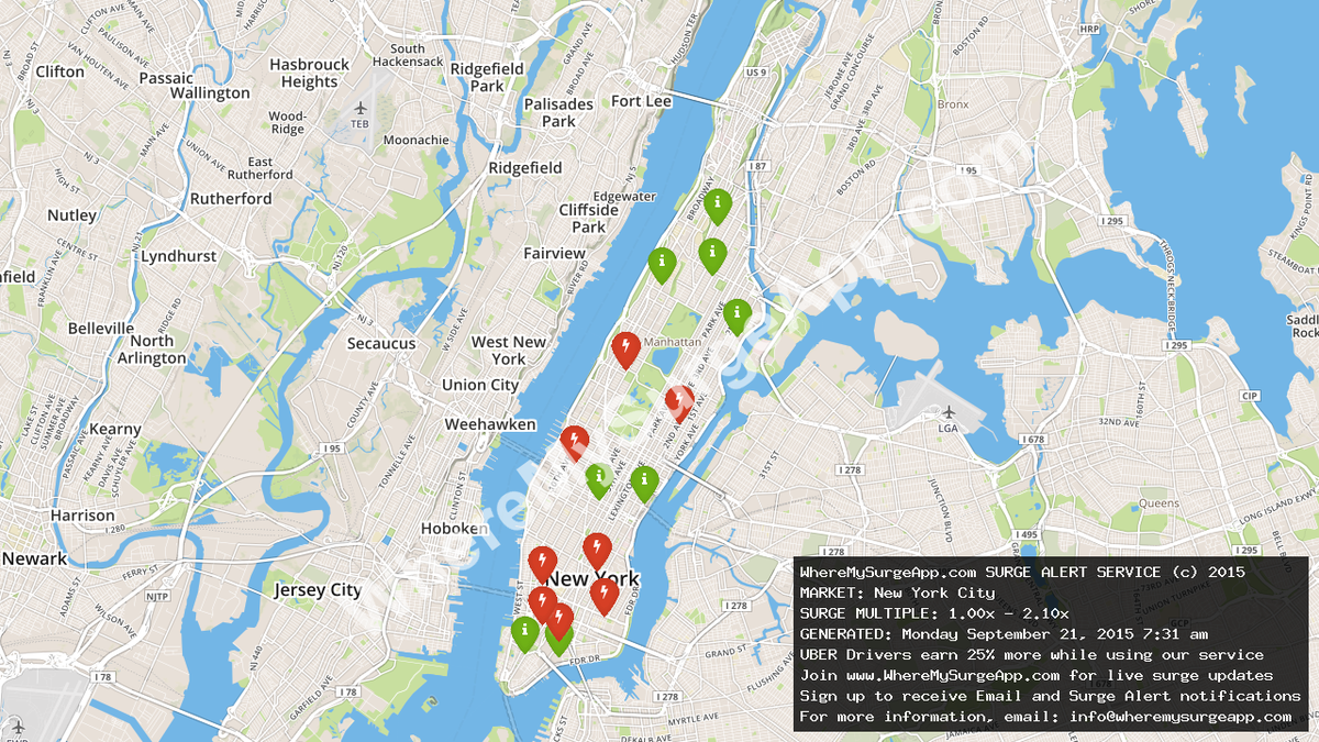 WhereMySurgeApp's tweet image. #UberPartners in New York City - get that surge money! #ridesharing #Uber_NYC #NewYork #Manhattan