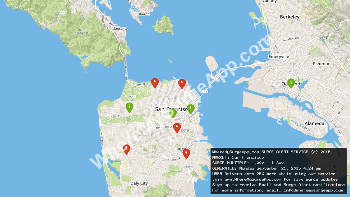 WhereMySurgeApp's tweet image. Money to be made in San Francisco #UberDrivers - it's SURGING! #ridesharing #Uber_SF #SanFrancisco