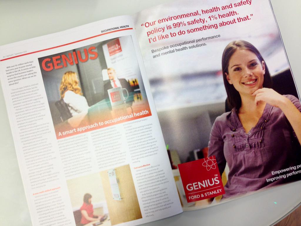 fordandstanley's tweet image. Read more about our GENIUS offering in September's issue of @RailStaffUK #OccupationalPerformance #MentalHealth