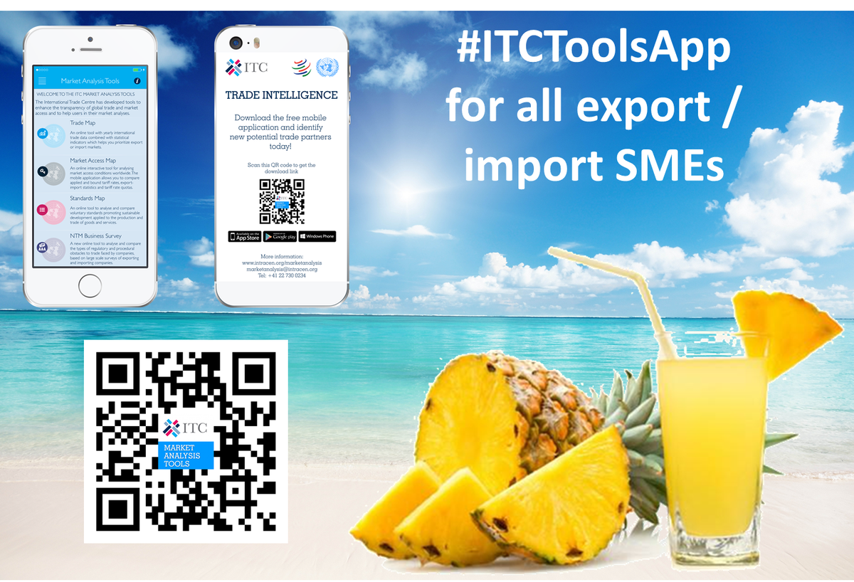 ITC_MktAnalysis's tweet photo. Drinking #PineappleJuice in France, wondering which countries face highest tariff? Try #ITCToolsApp using #QRcode http://t.co/pTTqBSvJcX