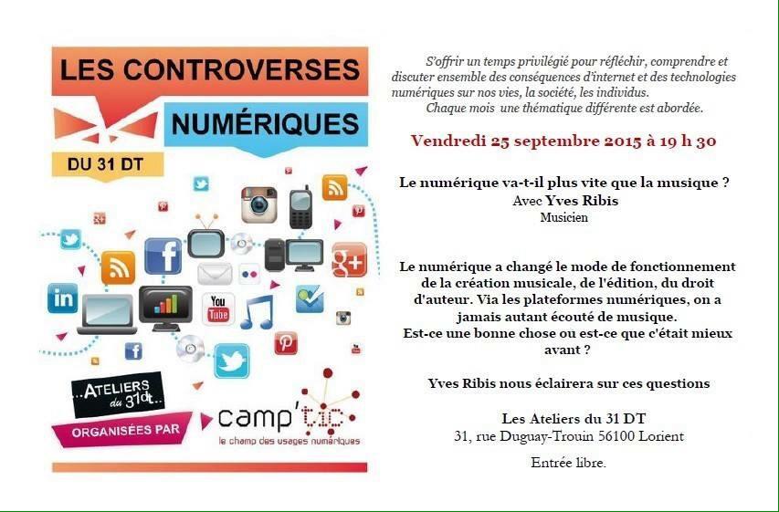 CampTIC's tweet photo. Le numérique va-t-il plus vite que la musique ? #controverse  #31DT #Lorient vendredi 19h30  http://t.co/Y8SCzrLdtK