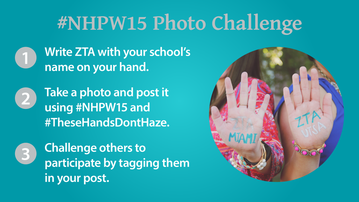 Today is the first day of National Hazing Prevention Week. Join us by taking the pledge: #TheseHandsDontHaze. #NHPW15