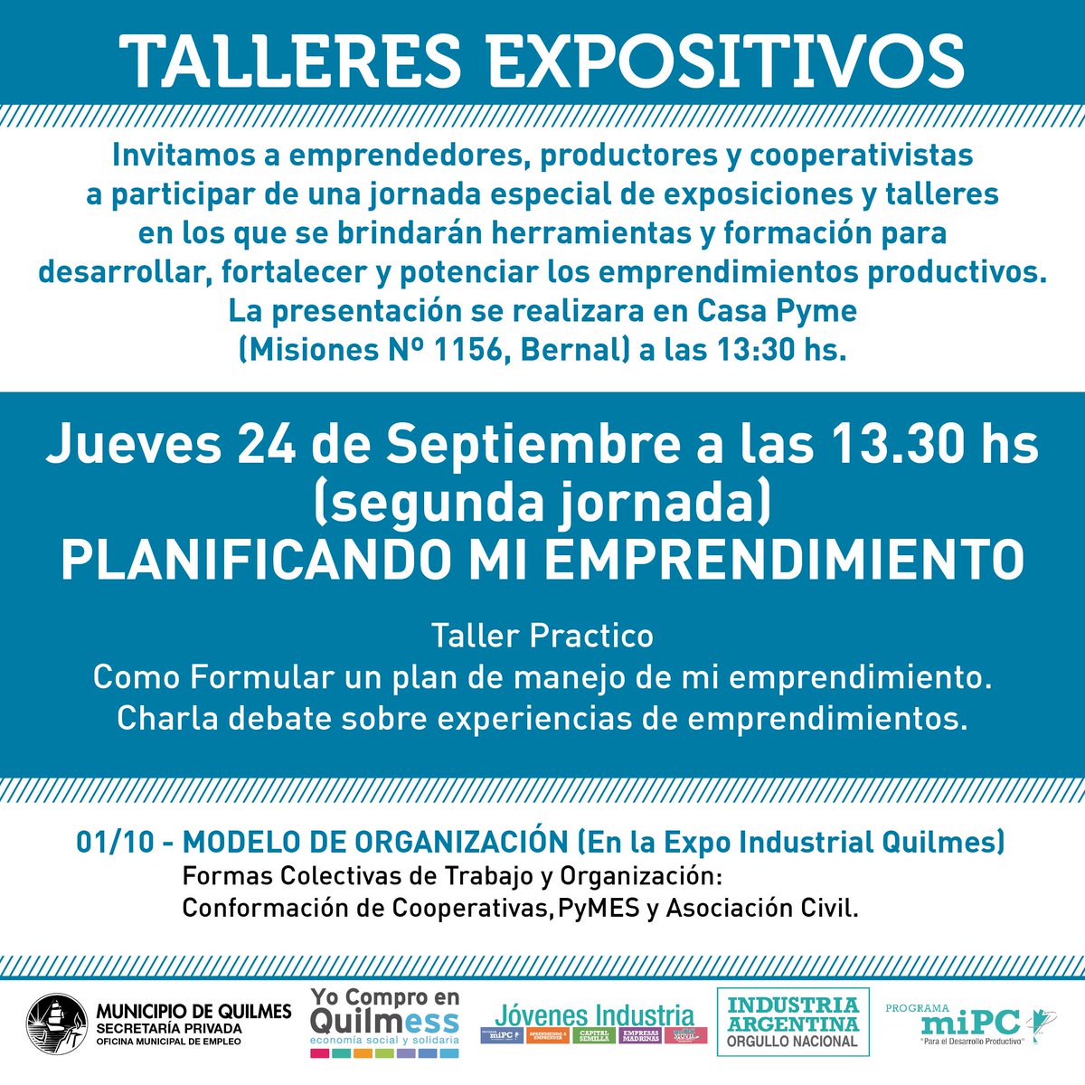 ESSQuilmes's tweet image. #Jueves #taller Planificando mi emprendimiento #YocomproenQuilmes #JovenesIndustria en #CasaPyme Misiones 1156, Brnl