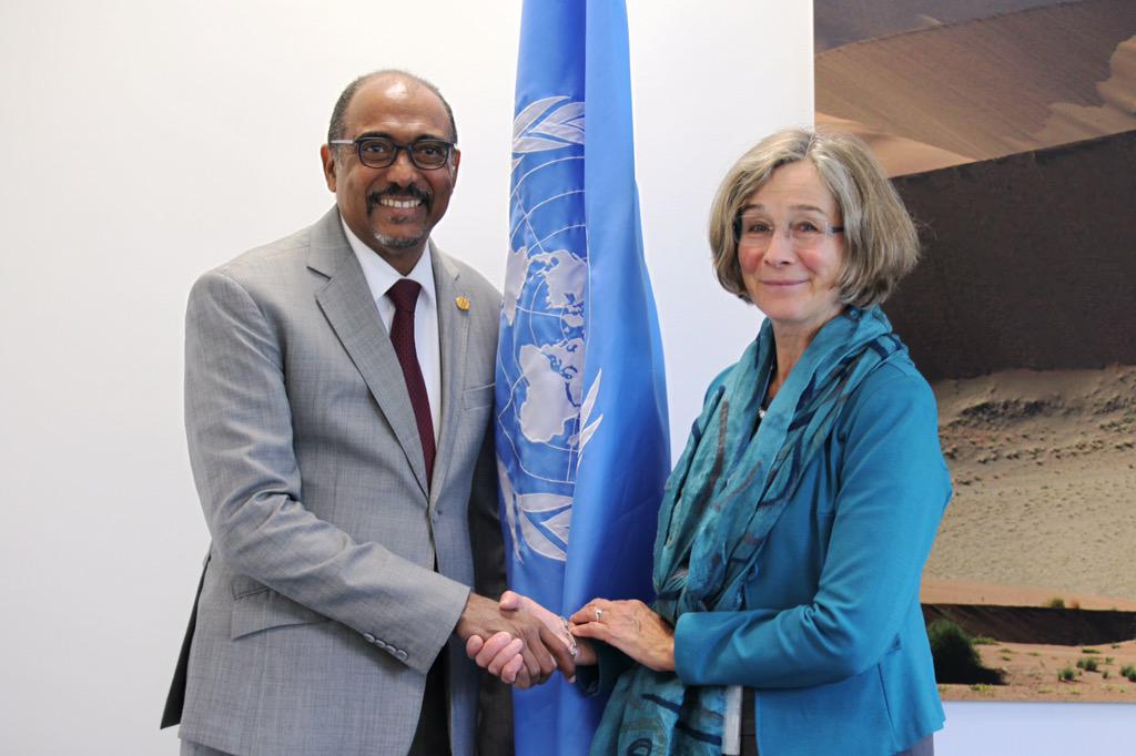 MichelSidibe's tweet photo. W/@SwedenGeneva's Amb Bard.Continuing our excellent partnership on #SDGs, #humanrights of women &amp; girls &amp; #EndingAIDS http://t.co/9udqNZH9bT