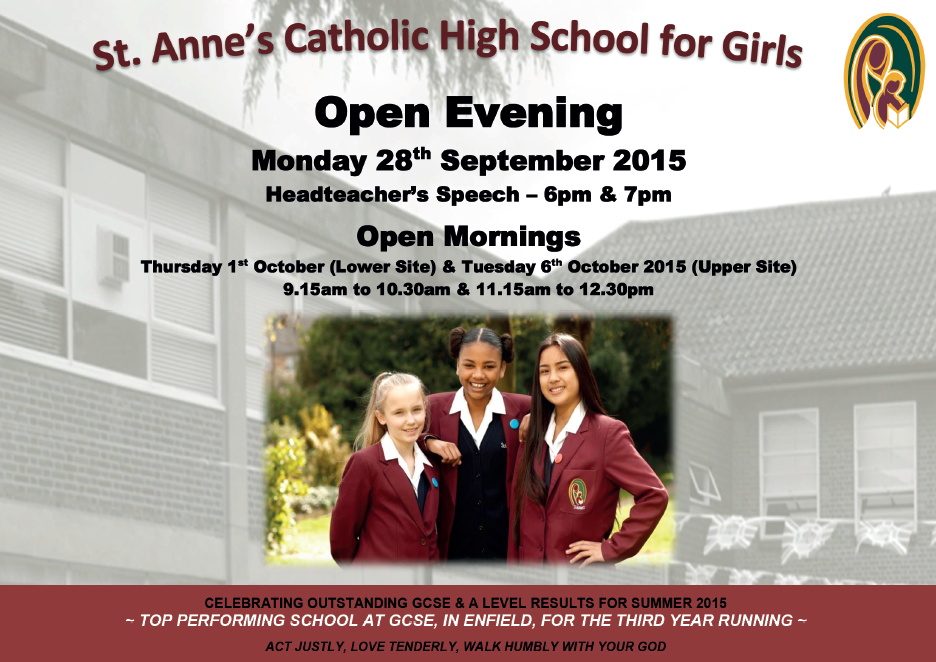 StAnnes_N13's tweet photo. We're looking forward to our Open Evening on Monday 28 September from 6pm @EnfieldCouncil @CatholicEnfield #Year6to7 http://t.co/wu74hXq8ul