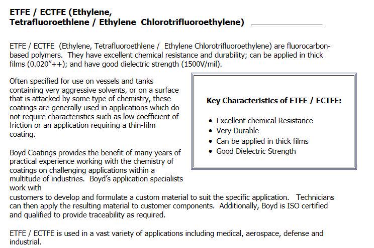 BoydCoatings's tweet image. #ETFE / #ECTFE is used in a vast variety of applications including #medical, #aerospace, #defense and #industrial.