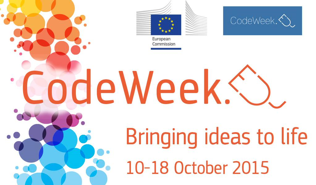 NeedCodeEU's tweet photo. Save the date: EU Code Week 10-18 October 2015 http://t.co/Qgu7DN7nxl   @eskills4jobs @CodeWeekEU #codeEU #EdGateway http://t.co/xbCsAoGStk