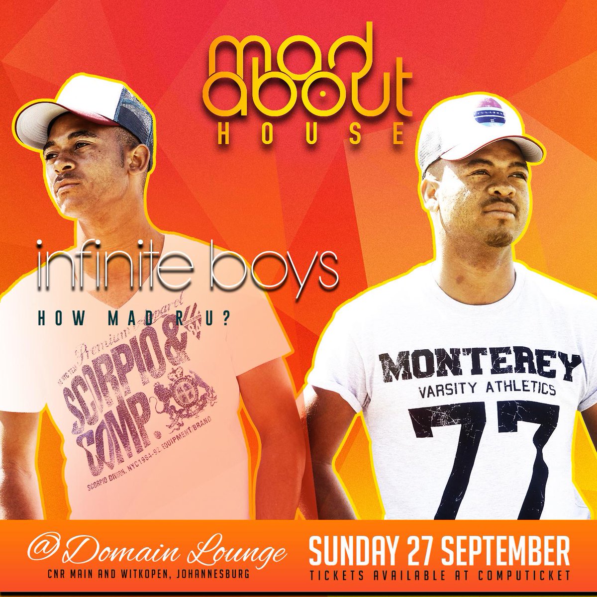 YuleD's tweet photo. This Sunday:
Malankane 
Infinite Boys 
QT 
Mahogany
#MadAboutHouseJHB http://t.co/COCp7Nzl5M