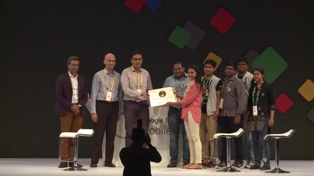 Proud winners! Thanks <a href="/RajanAnandan/">Rajan Anandan</a> <a href="/googleindia/">Google India</a> #gfm2015