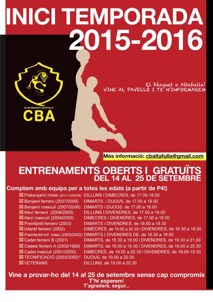 CBA_Altafulla's tweet photo. Entrenaments oberts i gratuïts durant aquesta setmana al CBS http://t.co/HfkF4niNZD