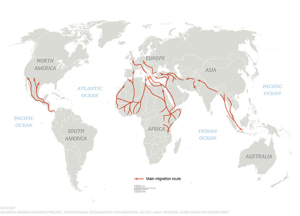 The World’s Congested Human Migration Routes in 5 Maps on.natgeo.com/1FXD9YP via <a href="/NatGeo/">National Geographic</a> #MissingMigrants