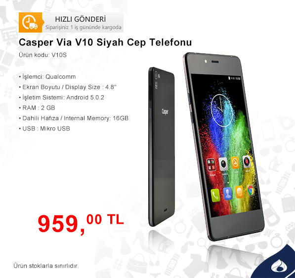 Stoklar Tükenene Kadar,
Casper Via V10 Siyah Cep Telefonu
959.00 TL
Ürün Kodu: V10S
kaliteveucuzluk.com