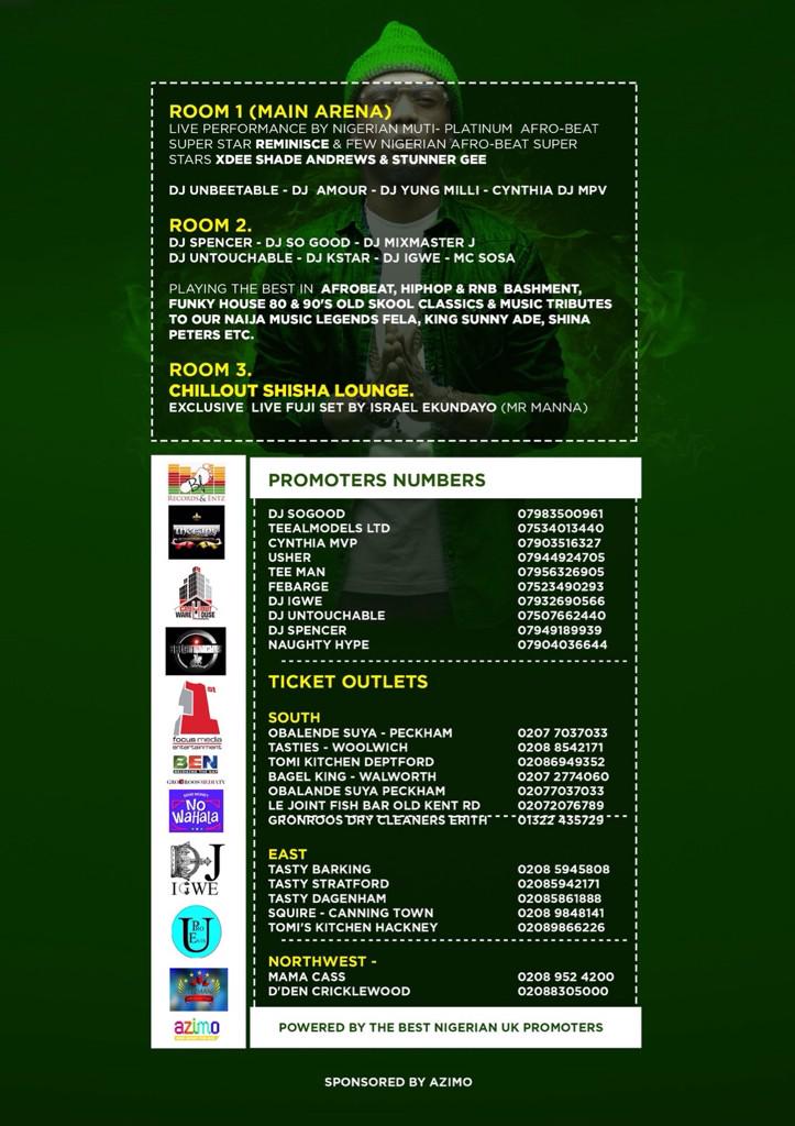 naija_uk's tweet photo. Official Nigerian Independence 

Friday 2nd October, 2015

@ICANStudio

Live performance from @IamReminisce 

Pls RT! http://t.co/whcQY7f8rt