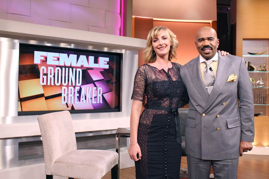 Don't miss our very own female groundbreaker <a href="/EmilyRiedel23/">Emily Riedel</a> tomorrow on the Steve Harvey Show! <a href="/IAmSteveHarvey/">Steve Harvey</a>