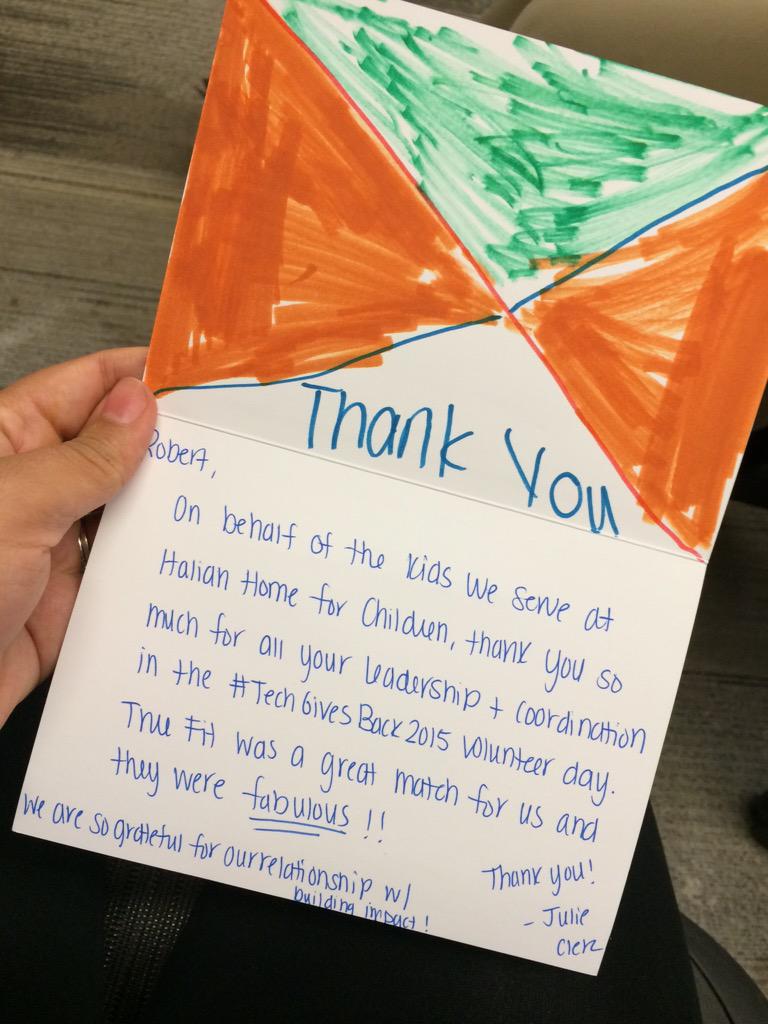 BuildingImpact's tweet photo. What a lovely thank you card from @ItalianHome! #RT #techgivesback2015 http://t.co/Wuz4WTzqdZ