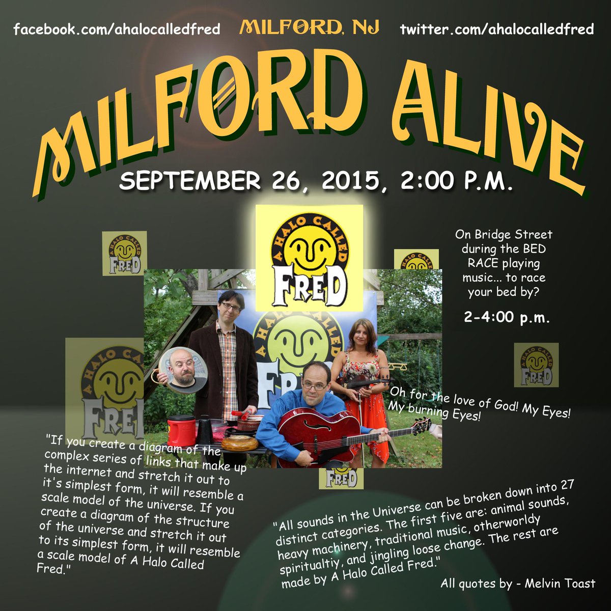 LumpLoafRecords's tweet photo. Info about @AHaloCalledFred's upcoming @MilfordAlive #BedRace #gig! #NJ #geek #steampunk https://t.co/Zf1H4afnGf http://t.co/UTcympGUuT