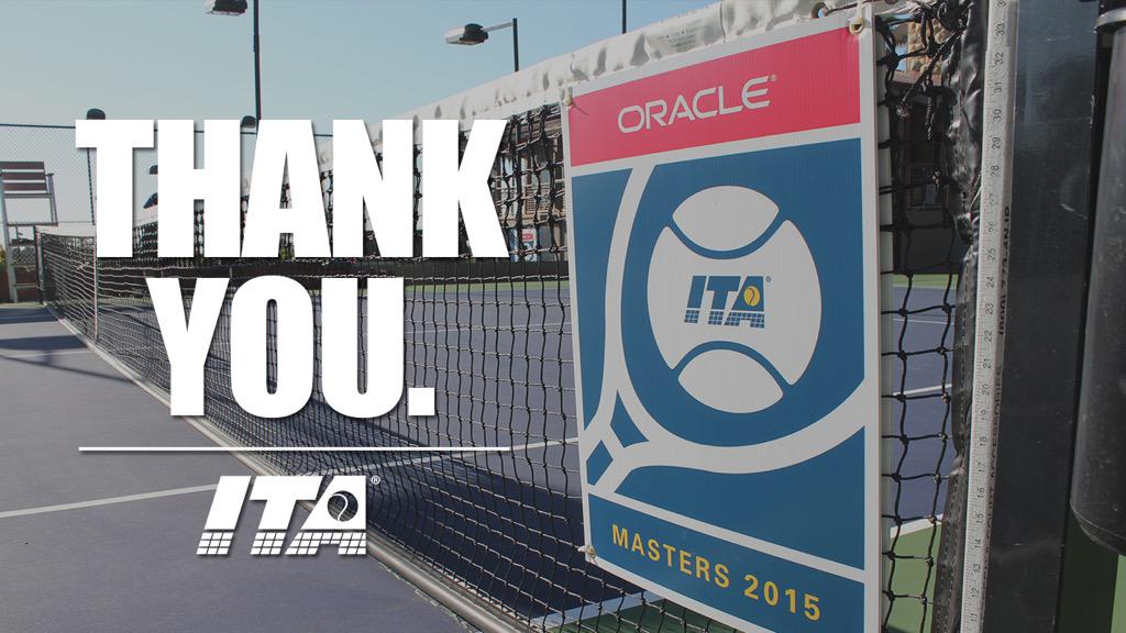 ITA_Tennis's tweet photo. The inaugural #OracleITAMasters was a success 👍🏼 

The ITA would like to thank everyone who helped make it possible! http://t.co/QCcDjpuHUA