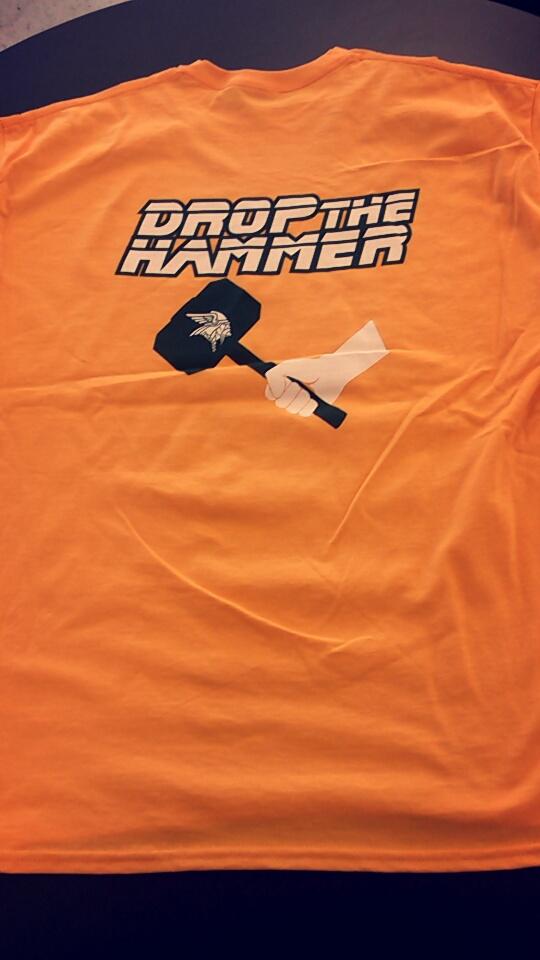 JaredJordan12's tweet photo. Everyone come to the north store get your North T shirt for the North/South football game!! $15! #DropTheHammer http://t.co/tnEU7Ez1Bp