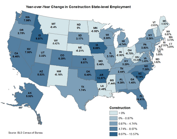 ConstructConnx's tweet photo. Where is #Construction Employment Growing Fastest? http://t.co/xNHX1MY7Pn #Economy | @NAHBhome http://t.co/pAuvQP1waF