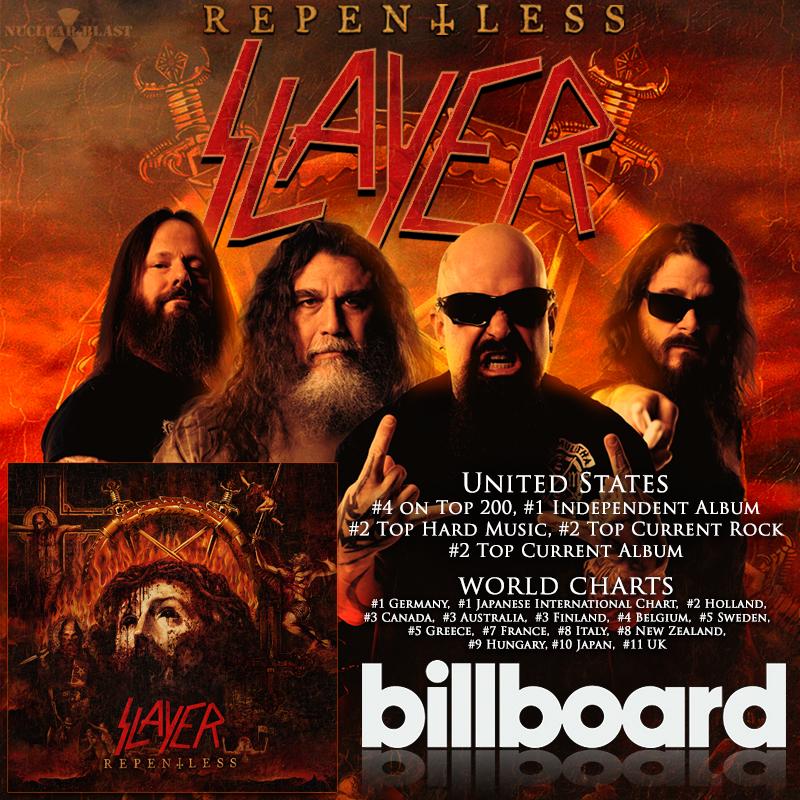 Slayer's tweet image. .@Slayer's #REPENTLESS makes career-highest debut on Billboard's Top 200 Albums Charts! facebook.com/12019910389/po…