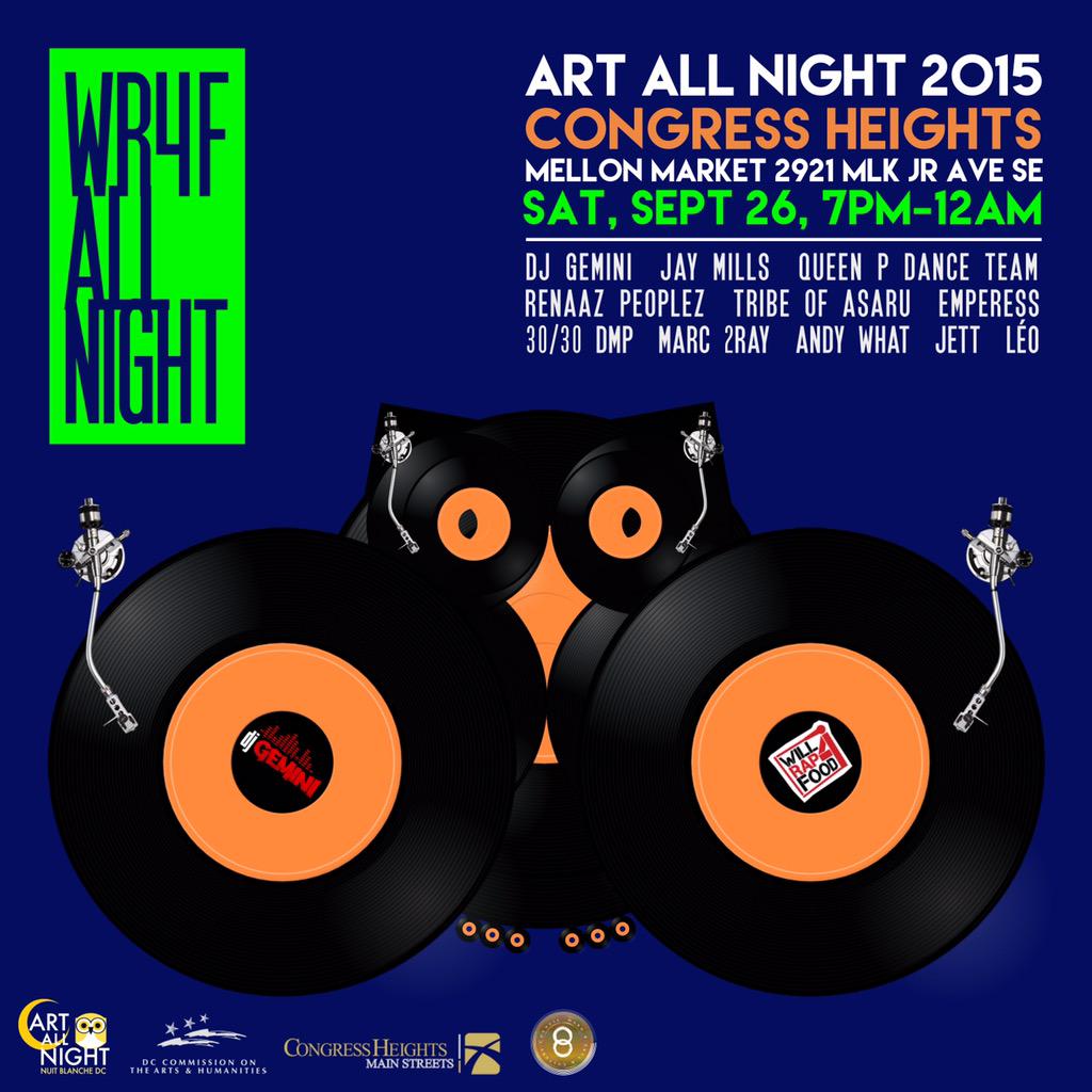 WillRap4FoodInc's tweet photo. #WR4F is excited to be a part of @ArtAllNightDC! Join us this Sat night in @CHmainstreets along with @DjGEMINIlive! http://t.co/I55T65luOb
