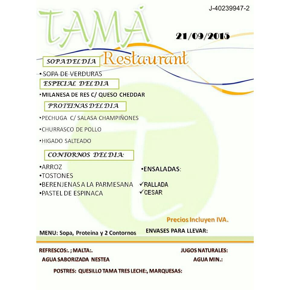 TamaRestaurant's tweet photo. Ya abrimos en #Tamarestaurant ahora puedes tener el #Menudeldia por @twitter ven en almuerza con nosotros. http://t.co/jijcRpI3JX