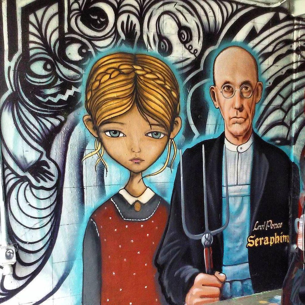 StArtEverywhere's tweet photo. American Street Art Gothic @leviponce x @sarahackerley #seraphim @thegrafflab 
_____________________
#thegrafflab #… http://t.co/fQzwhBfxyQ