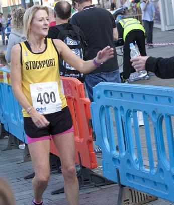 #TheBigStockport10kRun Stockport's First Lady, Linden Hiscock - Lets drink to that!Well Done @stockport4ever <a href="/MykJam/">Jam Photography</a>