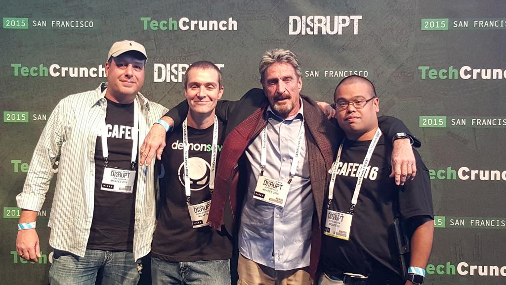 officialmcafee's tweet photo. The Boyz @QiKfunder @demon_saw @imkyles #TCDisrupt #McAfee16 http://t.co/9cNScxOqYV