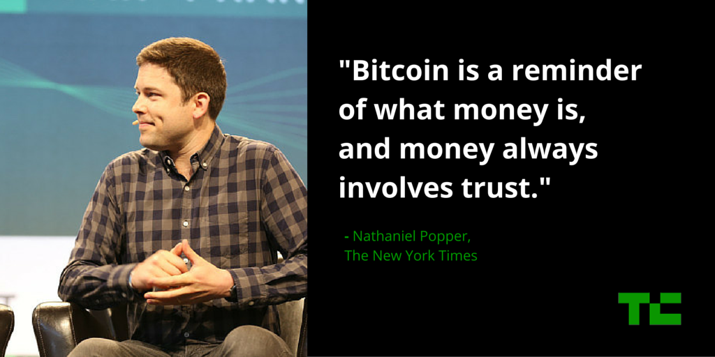 TechCrunch's tweet photo. At #TCDisrupt, @nathanielpopper, @bobbyclee and @wences talk about the future of Bitcoin http://t.co/hr2XqNOf9m