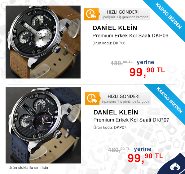 Stoklar Tükenene Kadar,
Daniel Klein Premium Erkek Saati
Ürün Kodu: DKP06

Ürün Kodu: DKP07
kaliteveucuzluk.com
