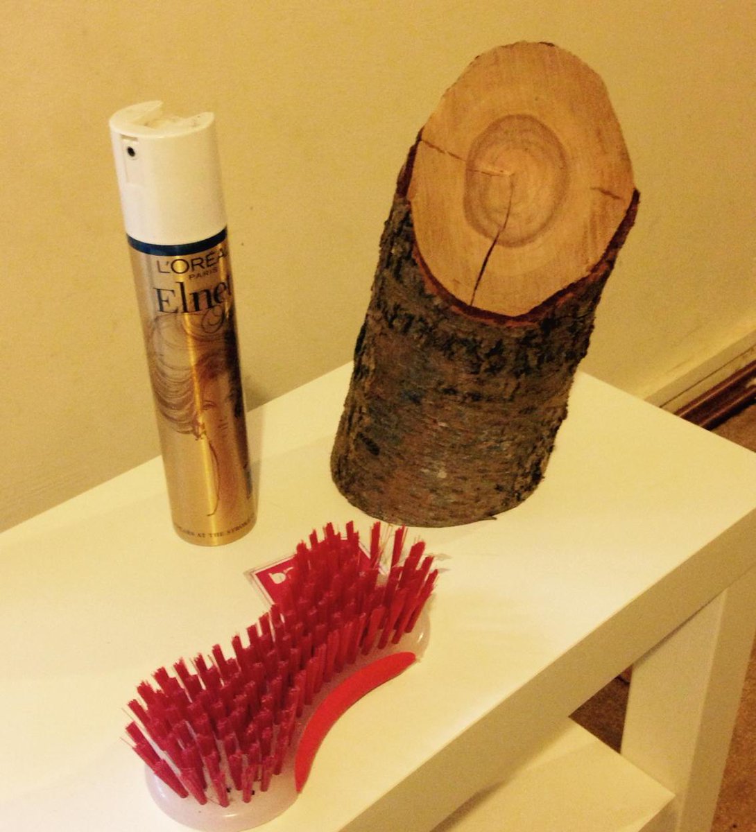 rebeccasroom's tweet photo. Preparing my props for #thread2015 The hairspray is to stop the log stands from dropping too much dusty stuff! http://t.co/Bkoius6oNN