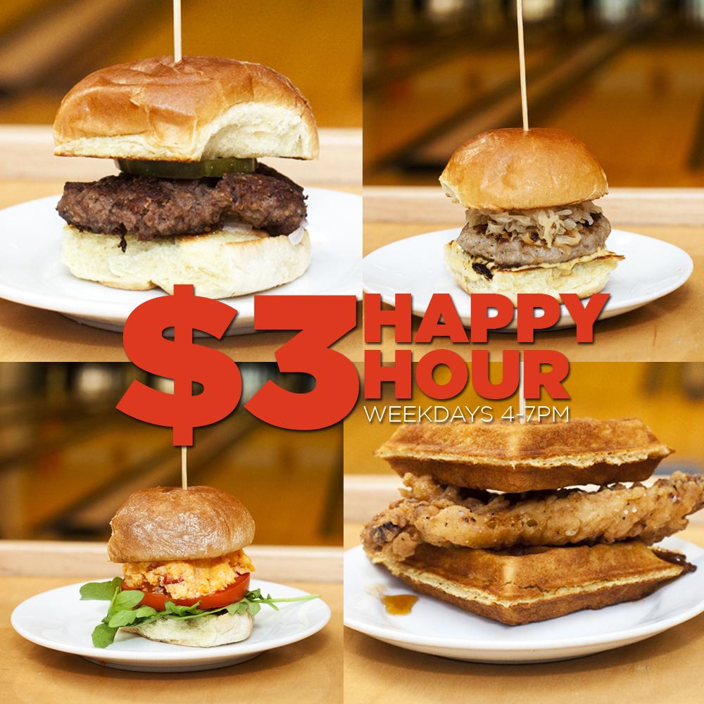 TheAlleyChas's tweet photo. Let's get this party started with $3 #HappyHour. $3 sliders, loaded tots, and boiled peanuts. #EatDrinksBowl http://t.co/phtL8dlKB7