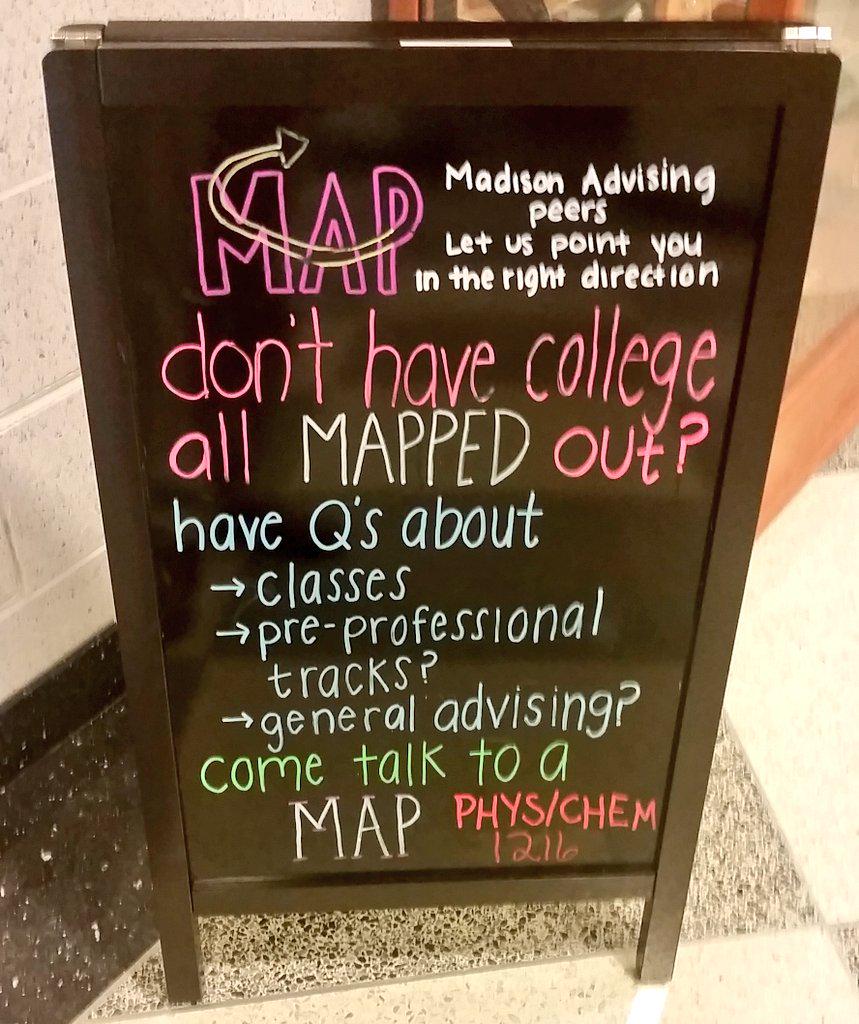 JMUChemistry's tweet photo. Advising questions? Talk to a peer!
M:10-2 P/C 1216
T: 2-3 P/C 3348
W: 12-2 P/C 1216
Th: 2-3 P/C 3348 http://t.co/tOWtw5T8h6