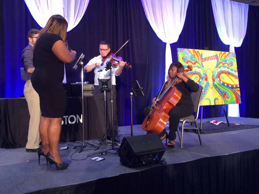 auggiebrian's tweet photo. Live string section with a DJ, while Gonzo from Houston creates a beautiful painting? Well done, #txsummit15! http://t.co/28e7J0zauZ