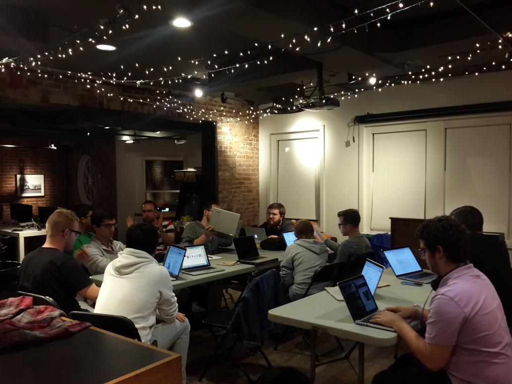 Lots of good conversations happening at tonight's <a href="/React_DC/">React DC</a> hack night!