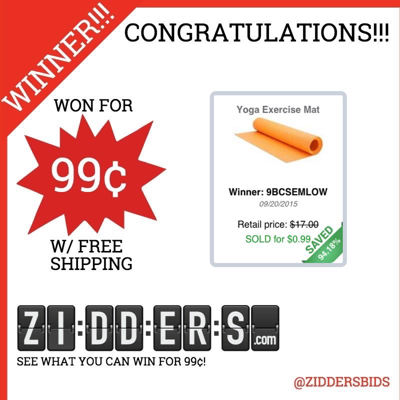 ZiddersBids's tweet photo. #Congratulations 9BCSEMLOW for winning this #Yoga #Exercise Mat for only 99¢! #Win yours here http://t.co/ImHy6biWtG http://t.co/xZiMYadp4z