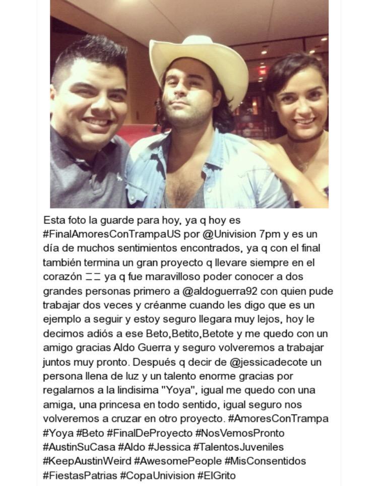 BlueAntena's tweet photo. Gracias a este gran proyecto q fue #AmoresConTrampa hoy termina. Gracias @aldoguerra92 y @JessicaDecote #Beto #Yoya http://t.co/oNAZA4nYT0