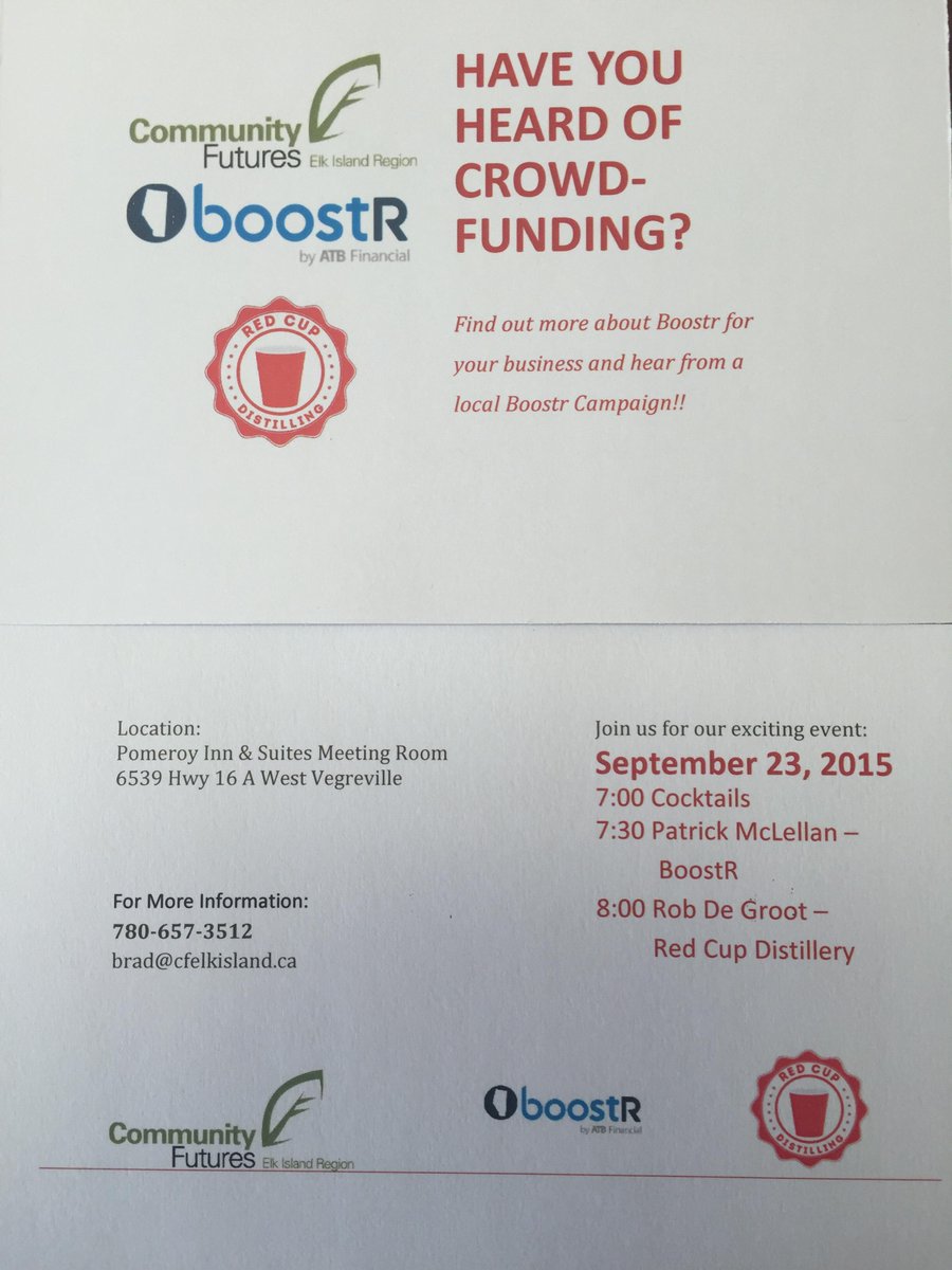 CFECA's tweet photo. Interested to hear more in crowdfunding? BoostR by ATB Financial is one platform for small business. http://t.co/dIFo5lUwpK