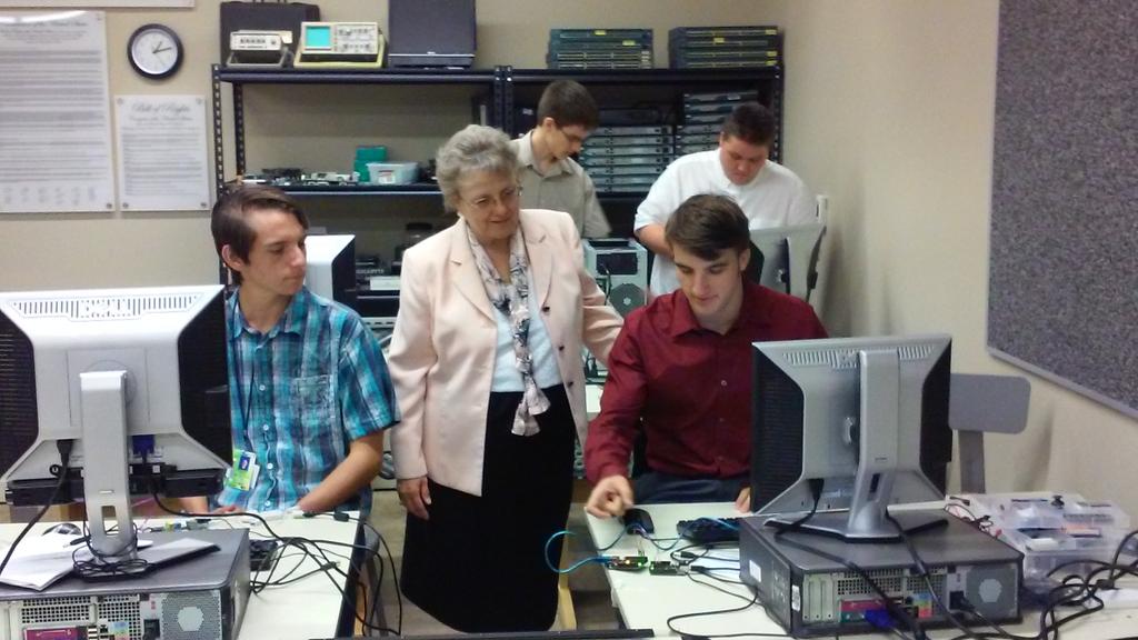 MET_Cybersecure's tweet photo. MET Cybersecurity welcomes Superintendent Douglas.   Awesome students share their projects.  #PeoriaMET #CAPSNET http://t.co/MALHcGyQ2P